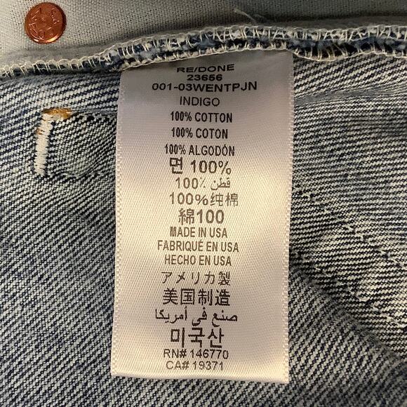 NEW! RE/DONE LEVI'S Engineered Tapered $675 msrp Size 26 Indigo Jeans G22-6 - Picture 10 of 10